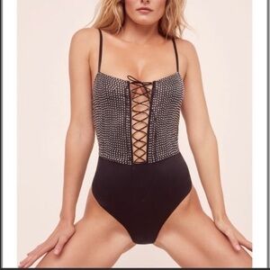 For Love and Lemons Mirage Mirrored Bodysuit. Size Small.